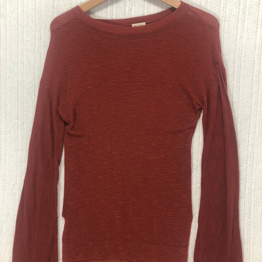 Cremieux Womens Small Rust Red Knit Sweater Lightweight Long Sleeve Top